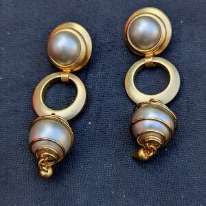 BAUBLE BALL PEARL GOLDTONE EARRINGS